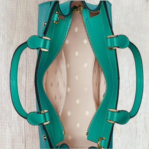 Kate Spade Staci Medium Satchel Saffiano Leather Green Bean - Picture 7 of 8